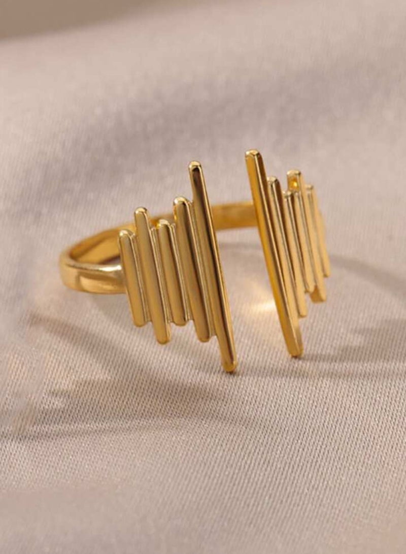 نون-شى خاتم نسائي أنيق من الاستانلس ستيل باللون الذهبي بمقاس موحد - Image 2