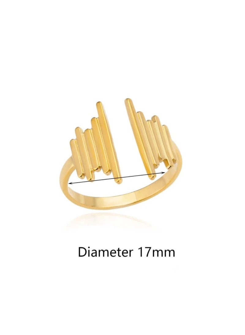 نون-شى خاتم نسائي أنيق من الاستانلس ستيل باللون الذهبي بمقاس موحد - Image 3