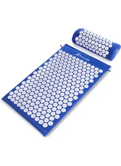 ProSourceFit ProsourceFit Acupressure Mat and Pillow Set for Back/Neck Pain Relief and Muscle Relaxation, Blue 