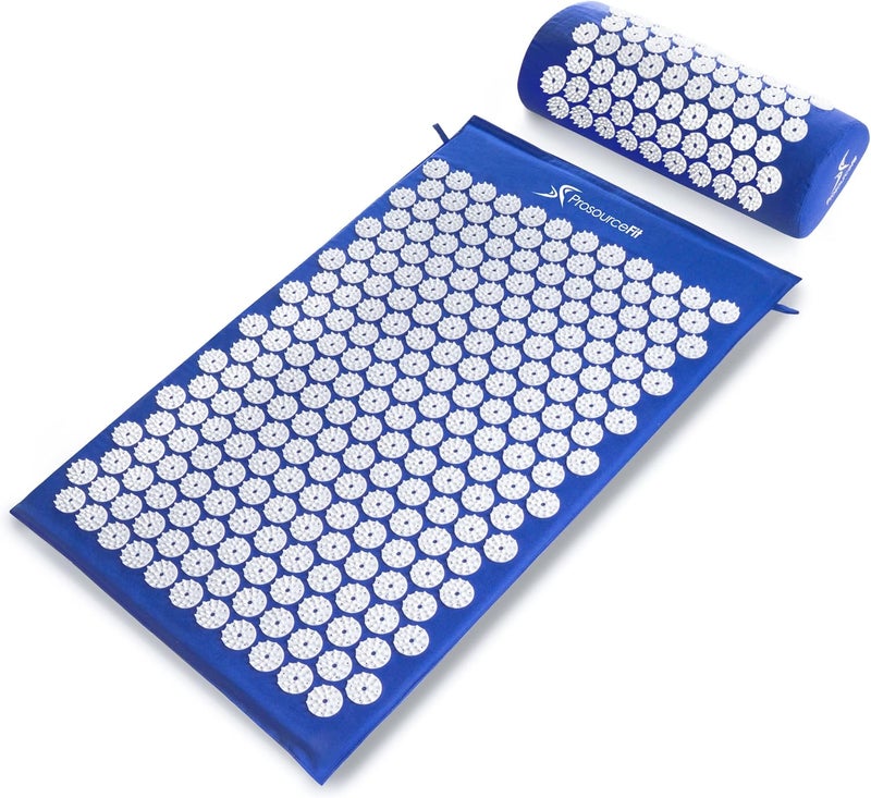 ProSourceFit ProsourceFit Acupressure Mat and Pillow Set for Back/Neck Pain Relief and Muscle Relaxation, Blue 