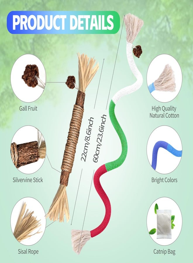 GBSYU Cat Toys Chew Rope & Silvervine Sticks for Bored Indoor Adult Cats, 4Pcs Interactive Catnip Toys for Cats with Refillable Natural Catnip Bag for Teeth Cleaning - Image 4