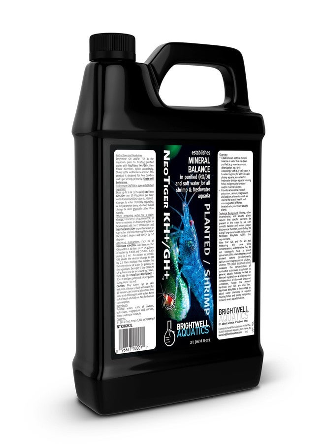 برايت ويل أكواتيكس مكمل المعادن نيو تايجر KH+/GH+ من برايتويل أكواتيكس يوازن صلابة الماء في مياه التناضح العكسي/الماء منزوع الأيونات مع الكالسيوم والمغنيسيوم والبوتاسيوم والصوديوم لأحواض الأسماك والروبيان المزروعة، 2 لتر - Image 1