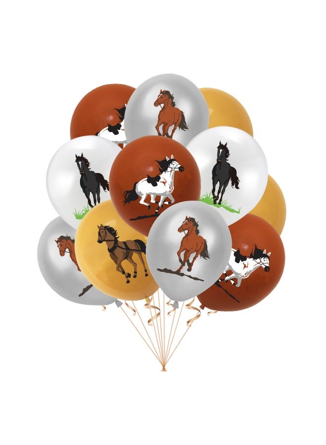 20pcs Horse Print Latex Balloons – 12 Inch Multicolor Balloons for Horse-Themed Party Decorations - Image 1