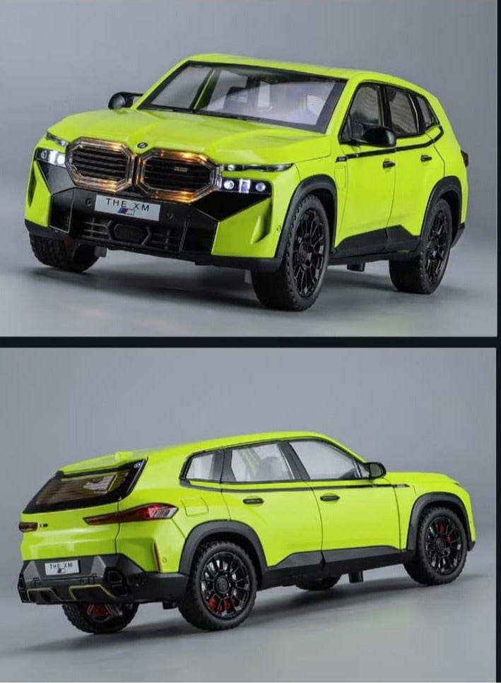 1:24 Scale Diecast BMW XM Model Car, Zinc Alloy Pull Back Toy Car with Sound and Light, Openable Doors for Kids and Adults (Green) - Image 1