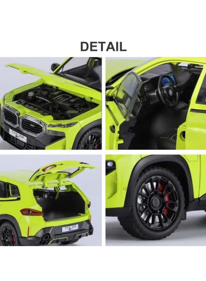 1:24 Scale Diecast BMW XM Model Car, Zinc Alloy Pull Back Toy Car with Sound and Light, Openable Doors for Kids and Adults (Green) - Image 2