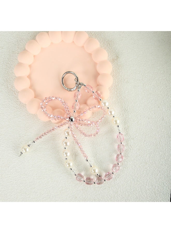 NIBEMINENT Super Cute Beaded Phone Charm – Trendy Phone Chain Wrist Strap, Shining Beads Chain Lanyard for Cell Phone - Image 1