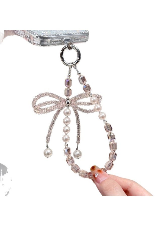 NIBEMINENT Super Cute Beaded Phone Charm – Trendy Phone Chain Wrist Strap, Shining Beads Chain Lanyard for Cell Phone - Image 2