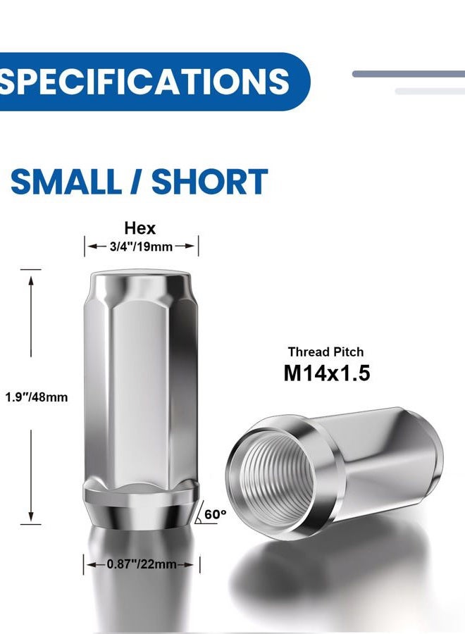 GAsupply M14x1.5 Lug Nuts - Long Bulge Acorn Closed End Chrome Lug Nuts Conical Seat 1.9" Tall 3/4" Hex Compatible with Ford Chevy Lincoln GMC Cadillac (24 Pack) - Image 2