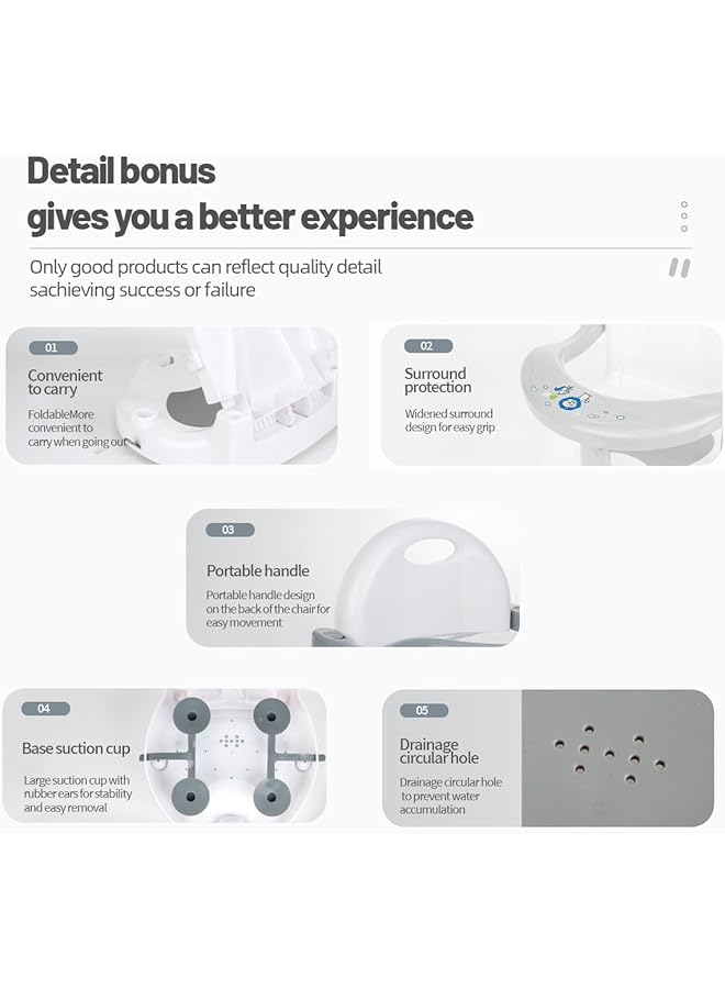 YelaJoy Foldable Bath Seat Non Slip Bathtub Seat For Sitting Up Cute Shape 360 Degrees Surround With Suction Cups For Infants 6 36 Months - Image 3