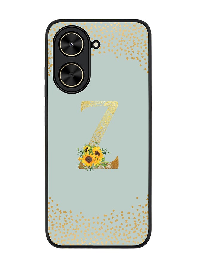 Stylizedd For Xiaomi Poco C71 / Redmi A5 4G Case,Slim fit Camera Protection, Shockproof Thin Phone cover  - Custom Floral Monogram - Z  (Light Grey )