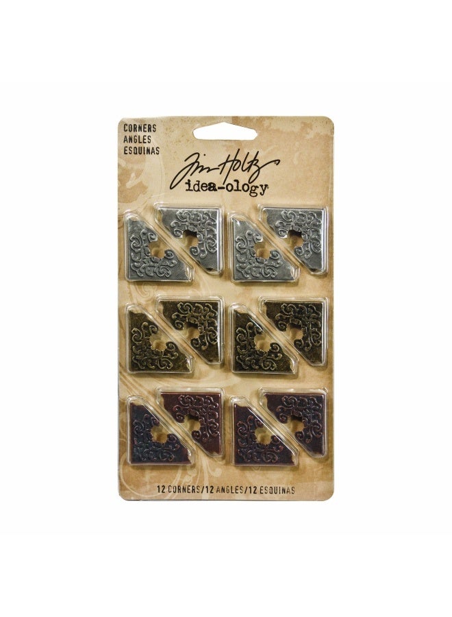 Tim Holtz Idea-Ology Ornate Corners 1-Inch 1  Pack Of 2 Antique Nickel  Brass And Copper - Image 1