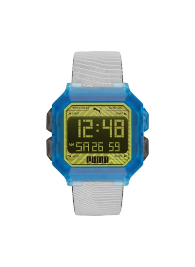 بوما Digital Mechanical Watch for Men With Grey Silicone Strap - 5 ATM - PU P5038