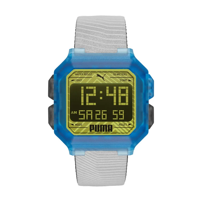 PUMA Digital Mechanical Watch for Men With Grey Silicone Strap - 5 ATM - PU P5038