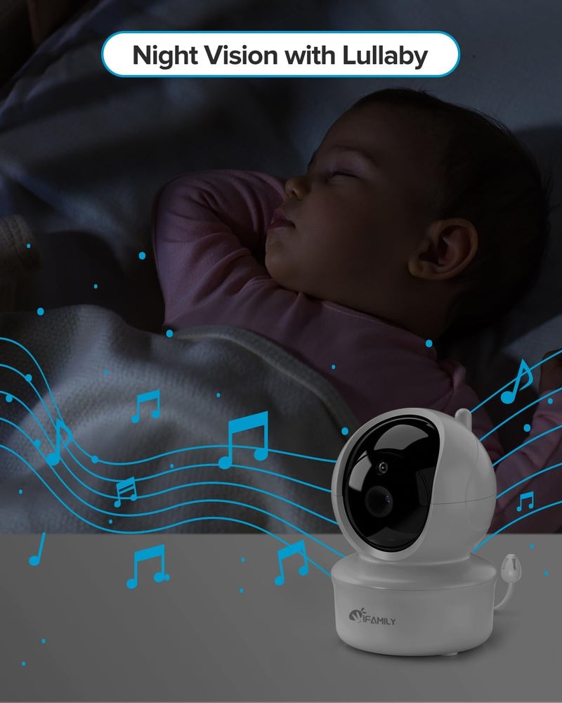 iFamily مراقب الأطفال iFamily بشاشة كبيرة 5 ببطارية تدوم 30 ساعة مع تحكم عن بعد بانTiltZoom بدون واي فاي صوت ثنائي الاتجاه رؤية ليلية درجة حرارة أغاني مهدئة 960 قدم مدى بعيد لمراقب الأطفال مع كاميرا وصوت - Image 4