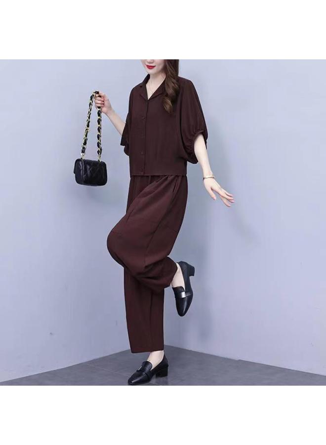 Song Feng Ya High-end Fashionable And Chic Plus-size Women's Suit, Versatile Loose-fitting Slimming And Age-defying Mom's Outfit, Harem Pants Two-piece Set - Image 3