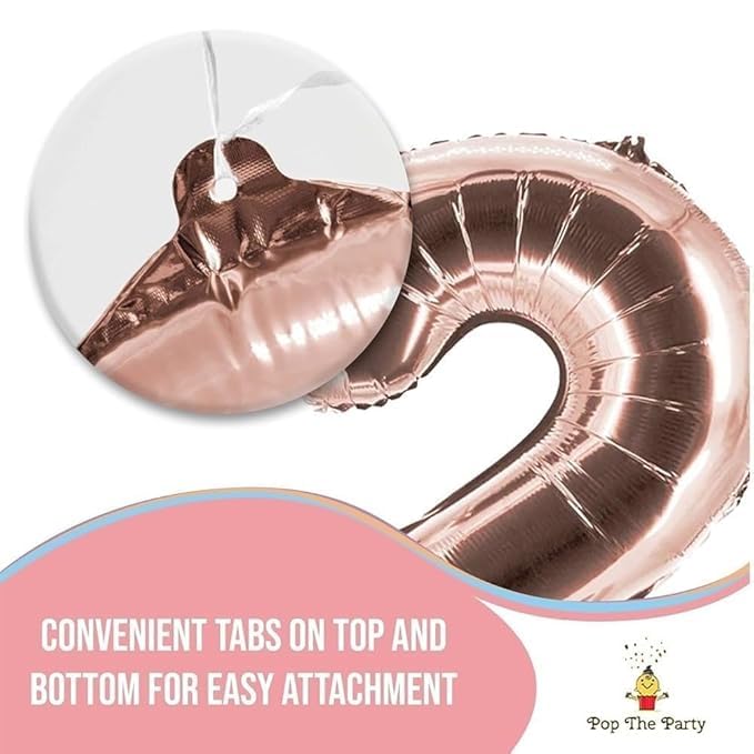 Pop The Party 3 number rose gold Balloon, 3rd Birthday Party Foil Mylar Number Three Balloons for Kid Girl Boy,1 piece - Image 4