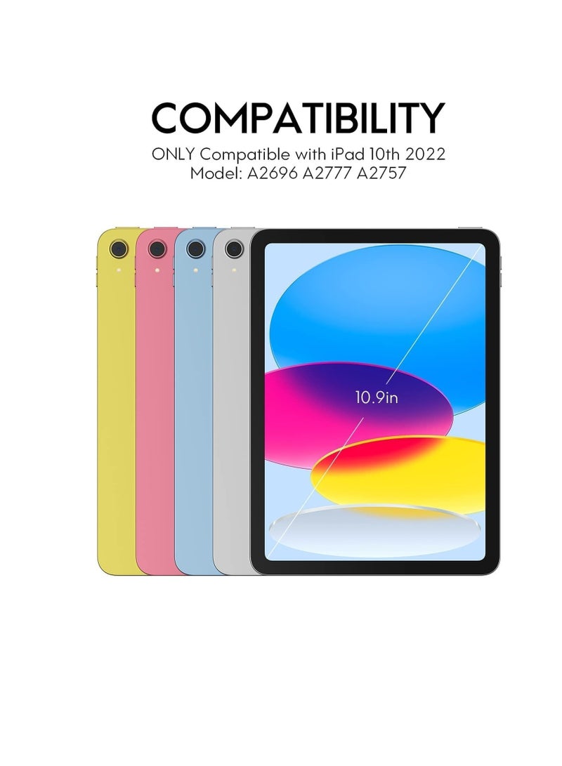 حافظة لوحة مفاتيح مع لوحة لمس لجهاز iPad الجيل العاشر، لوحة مفاتيح لجهاز iPad الجيل العاشر 10.9 بوصة، لوحة تتبع ذكية، لاسلكية قابلة للفصل مع حامل أقلام، حامل قلاب أسود - Image 4