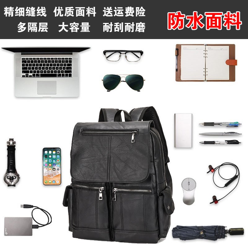 New Backpack Korean Style Trendy Bag Pu Leather Simple Business Men'S Student School Bag Computer Bag Dropshipping - Image 5