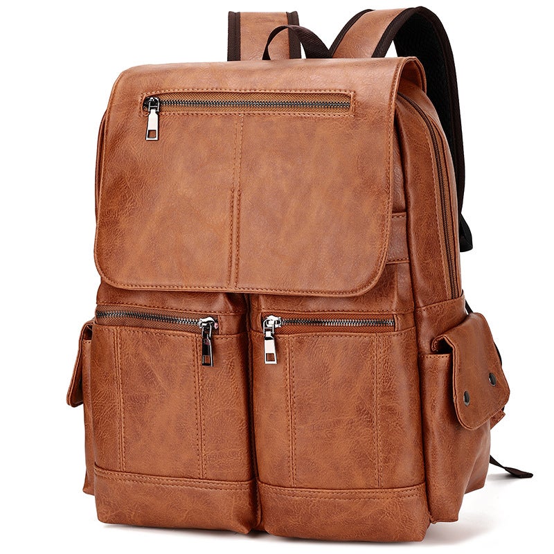 New Backpack Korean Style Trendy Bag Pu Leather Simple Business Men'S Student School Bag Computer Bag Dropshipping - Image 2