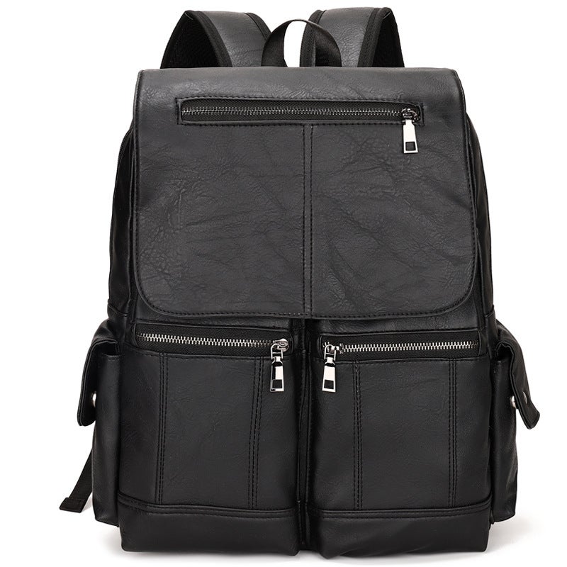 New Backpack Korean Style Trendy Bag Pu Leather Simple Business Men'S Student School Bag Computer Bag Dropshipping - Image 1