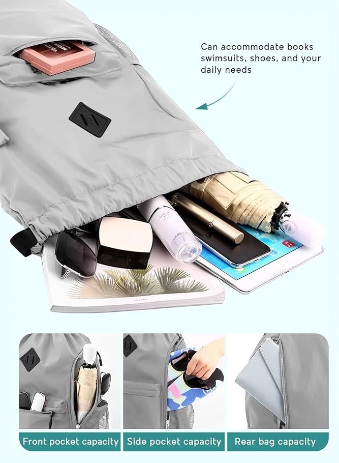 SHABILI Men's/Women's Gym Sack for School, Travel and Gym, Oxford Cloth Drawstring Backpack with Large Capacity, Back Bag for Students, Versatile Gym Bag Sports Bag Backpack with Water-Repellent (Gray) - Image 4