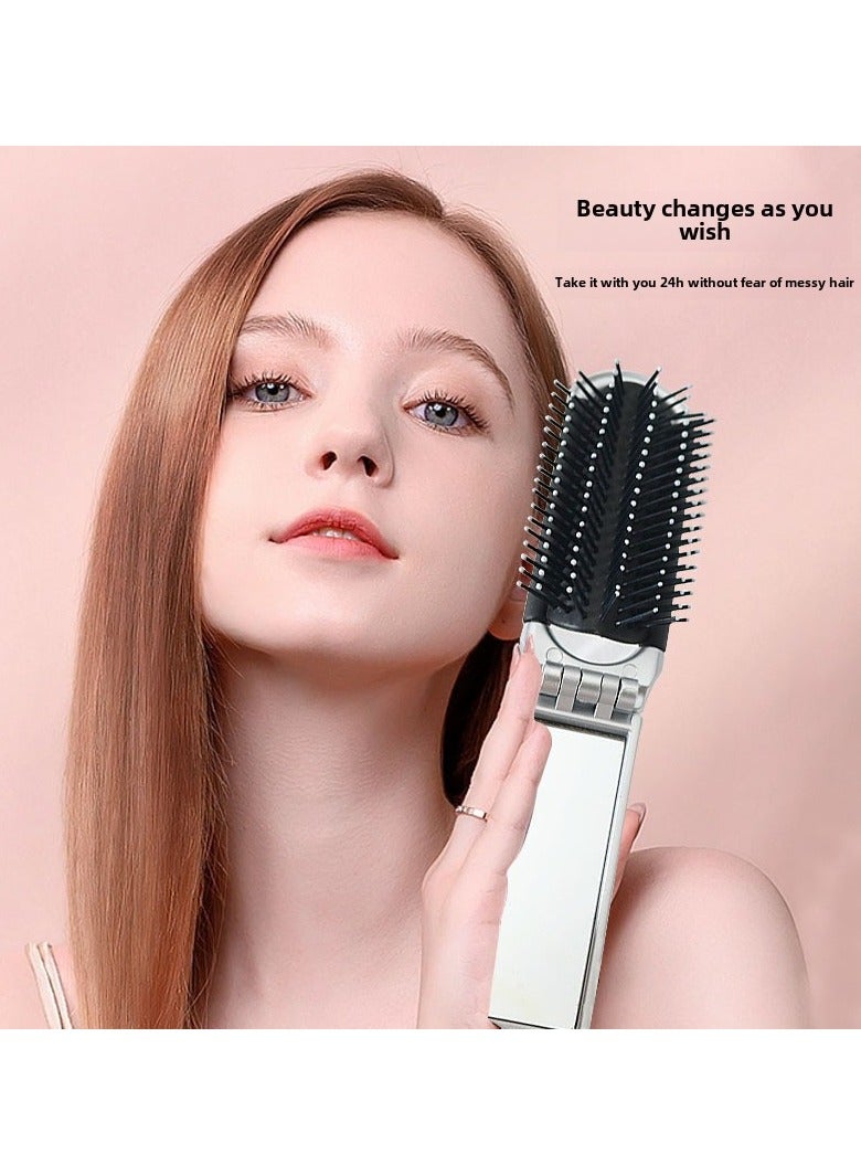 جلوسكي سفر فرشاة الشعر محمولة قابلة للطي فرشاة الشعر مع مرآة ميني المدمجة الشعر مشط كيس التخزين القابل للطي متضمن - Image 5