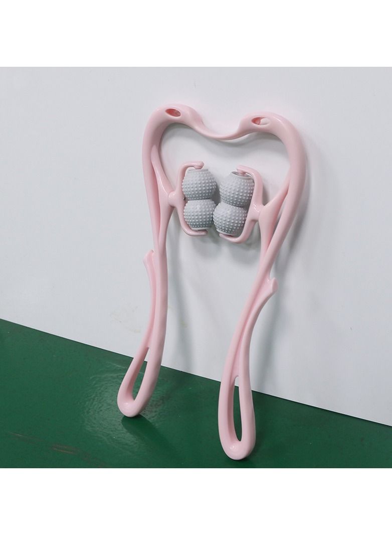 DubaiGallery Neck Massager Therapy Cervical Neck and Shoulder Dual Trigger Point Roller Self-Massage Tool, 6 Wheel Handheld Neck Relaxer, Neck Roller Massager Tool, for Legs Waist Neck and Shoulder Relaxer Pink - Image 2