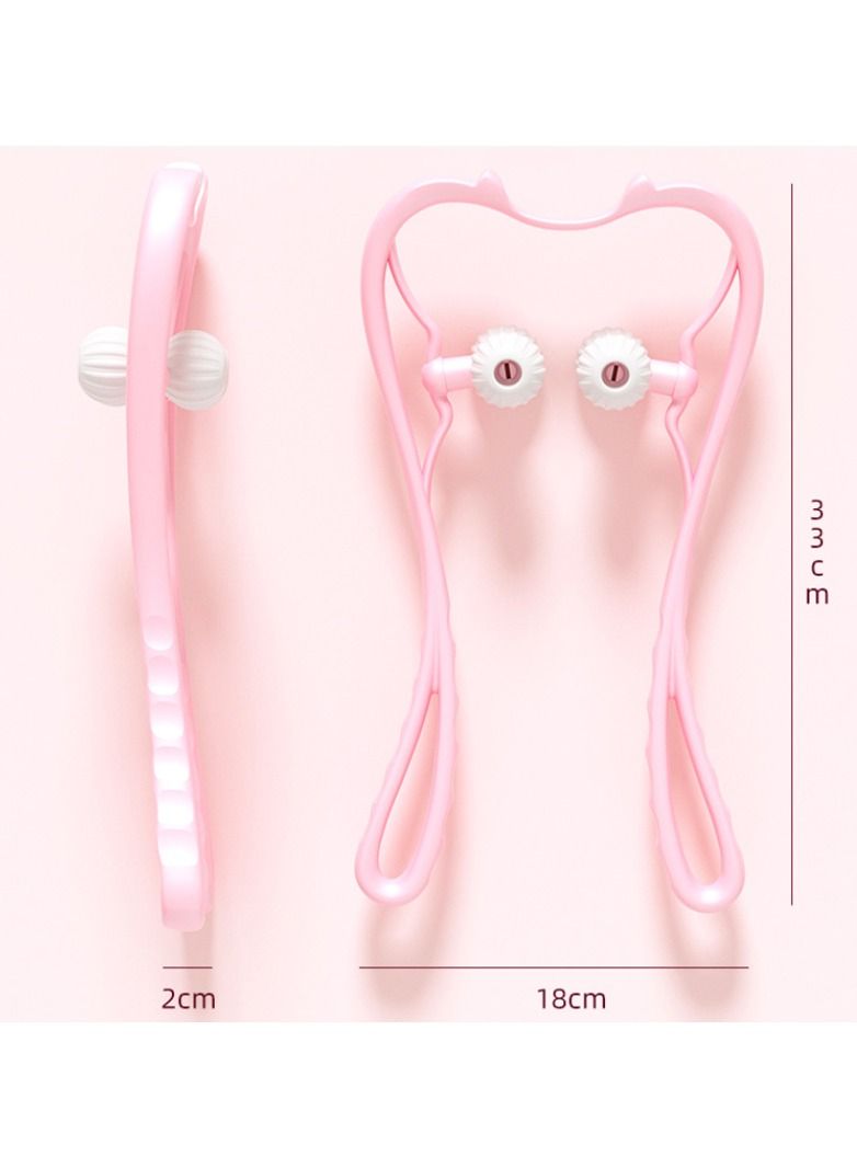 DubaiGallery Neck Massager Therapy Cervical Neck and Shoulder Dual Trigger Point Roller Self-Massage Tool, 6 Wheel Handheld Neck Relaxer, Neck Roller Massager Tool, for Legs Waist Neck and Shoulder Relaxer Pink - Image 4