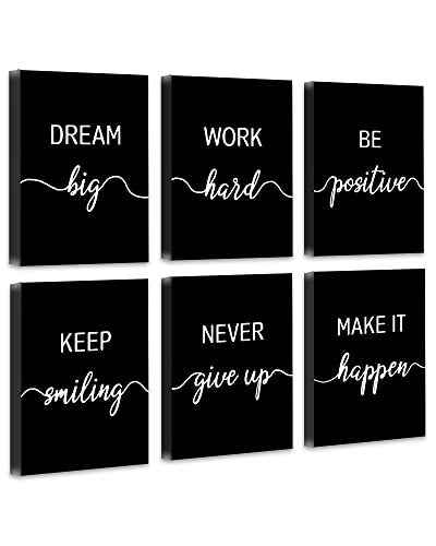 Drsoum Motivational Wall Decor Inspirational Office Wall Art Framed Black Quotes for Living Room Encouraging Canvas Posters for Office Bedroom Sayings 8 x10in x6 PCS Framed - Image 1