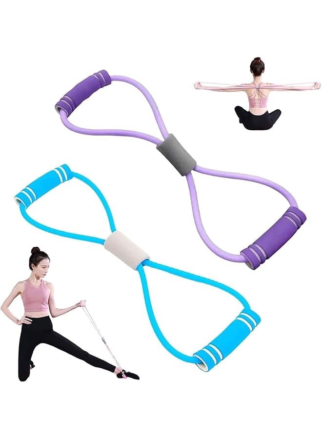 2 Pcs Resistance Band with Handles, حبل مقاومة, Elastic Pull Yoga Tension Rope, Resistance Bands for Exercise, Chest Expander Fitness Pulling Rope Elastic for Full Body, Back and Shoulder