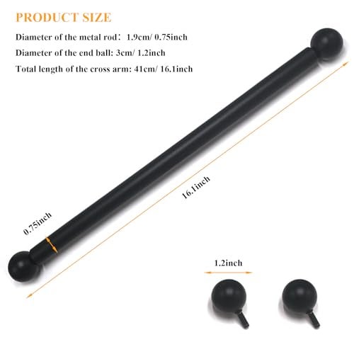 Qancesd Lamp Post Cross Arm Steel Cross Arm Ladder Rest with Removable Knobs 16 inch Cross Arm Replacement for Outdoor Lamp Posts Pole Light Black - Image 3