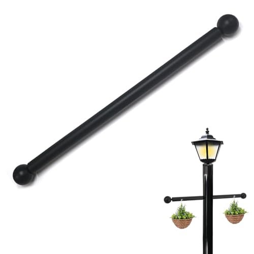 Qancesd Lamp Post Cross Arm Steel Cross Arm Ladder Rest with Removable Knobs 16 inch Cross Arm Replacement for Outdoor Lamp Posts Pole Light Black - Image 1