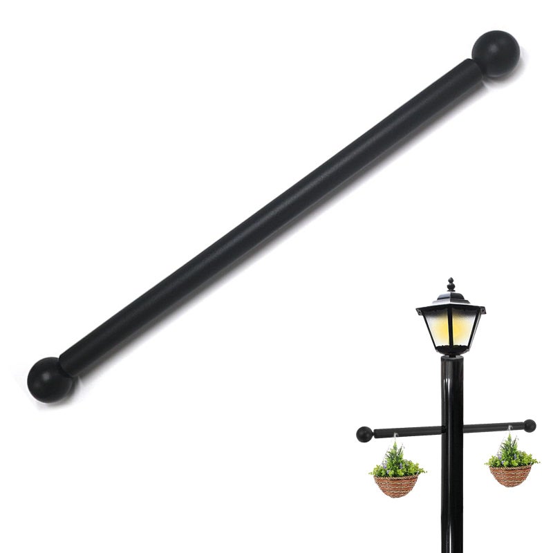 Qancesd Lamp Post Cross Arm Steel Cross Arm Ladder Rest with Removable Knobs 16 inch Cross Arm Replacement for Outdoor Lamp Posts Pole Light Black - Image 2