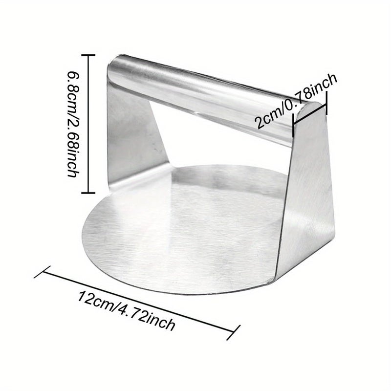mysouq | Stainless Steel Burger Press, Round Patty Maker, Heavy Duty with Heat-Resistant Handle, Dishwasher Safe, for BBQ, Grilling and Home Cooking (12 CM - 65 Grams)