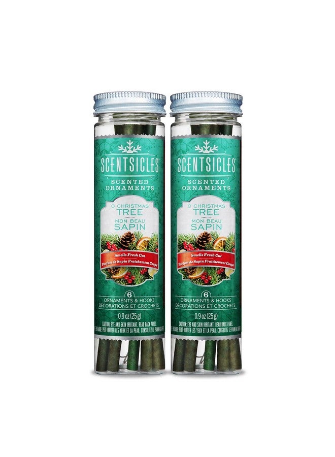 ScentSicles Scentsicles O Christmas Tree Scented Christmas Ornaments with Hooks - 2 Bottles (12 Sticks Total)  - Image 1
