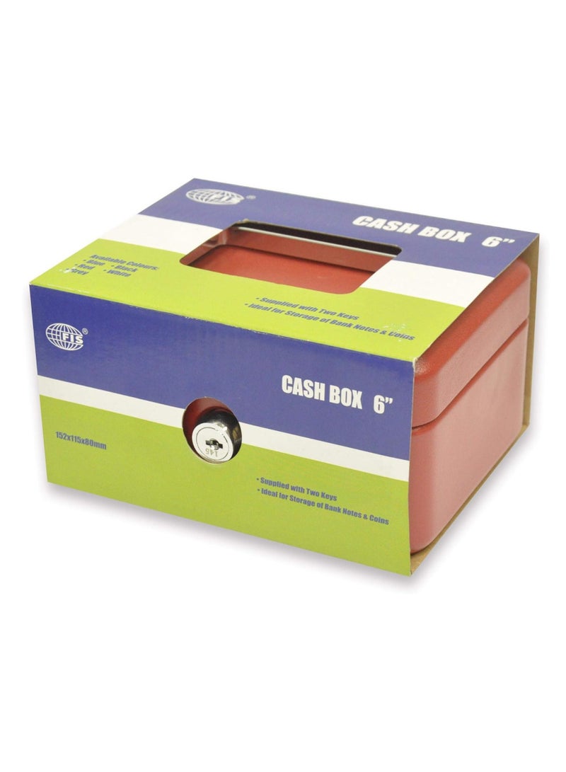 FIS Cash Box Steel Red Color With 6 Inch key lock, 152 x 115 x 80 mm - FSCPTS0034RE - Image 4
