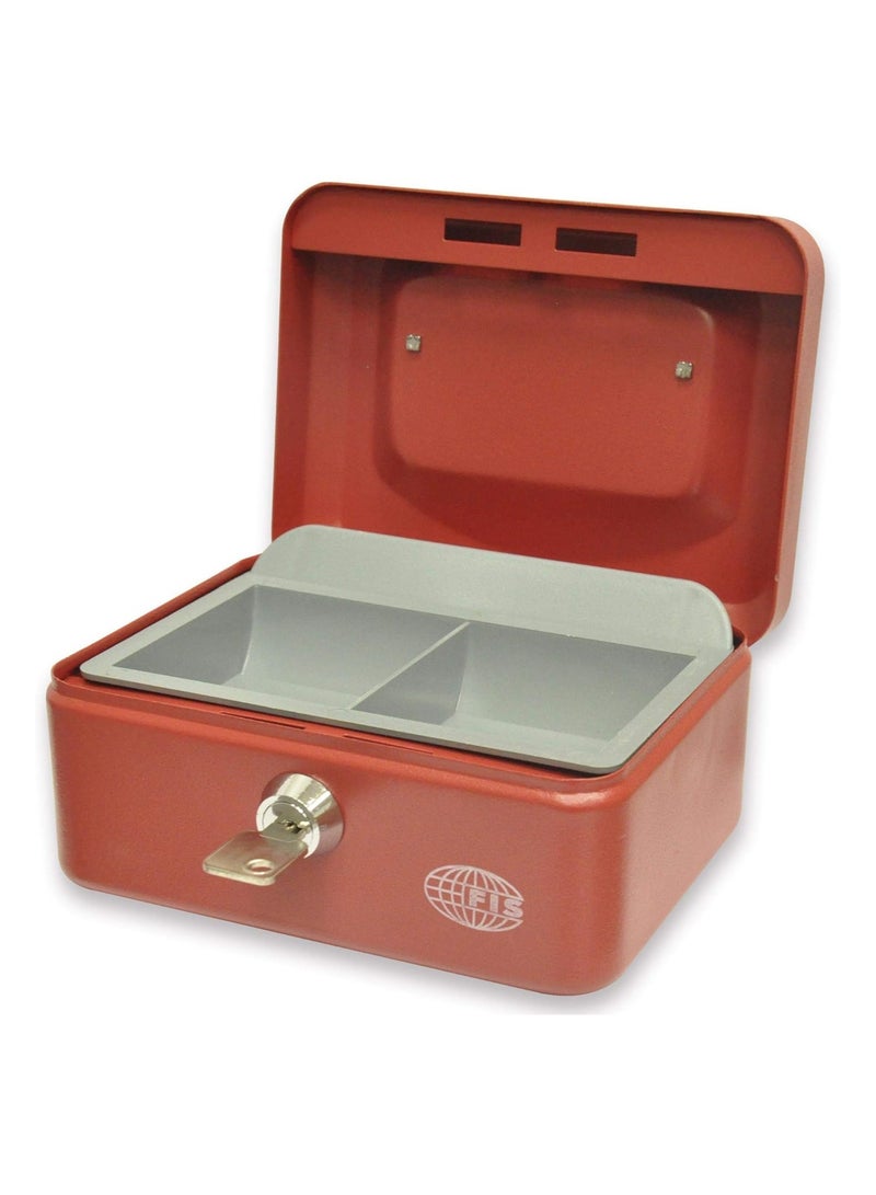 FIS Cash Box Steel Red Color With 6 Inch key lock, 152 x 115 x 80 mm - FSCPTS0034RE - Image 2