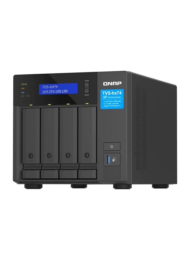 QNAP TVS-h474-PT-8G-US 4 Bay High-Speed Desktop NAS with Intel Pentium Gold 2-core CPU, 8GB DDR4 Memory, 2.5 GbE Networking and PCIe Gen 4 expandability (Diskless)  - Image 1
