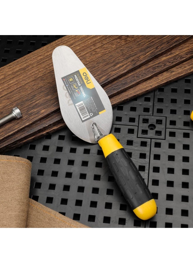Deli 6-Inch Bricklaying Trowel - Carbon Steel Construction with Drop-Shaped Blade - Professional Masonry Tool for Smooth Finishing - Image 5