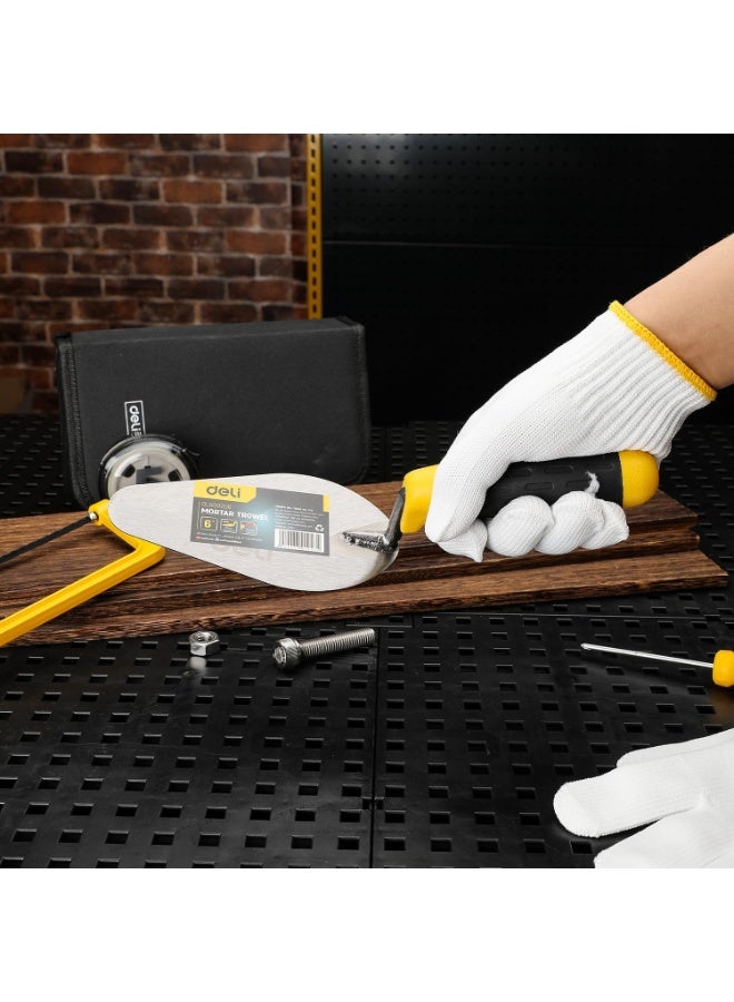 Deli 6-Inch Bricklaying Trowel - Carbon Steel Construction with Drop-Shaped Blade - Professional Masonry Tool for Smooth Finishing - Image 2