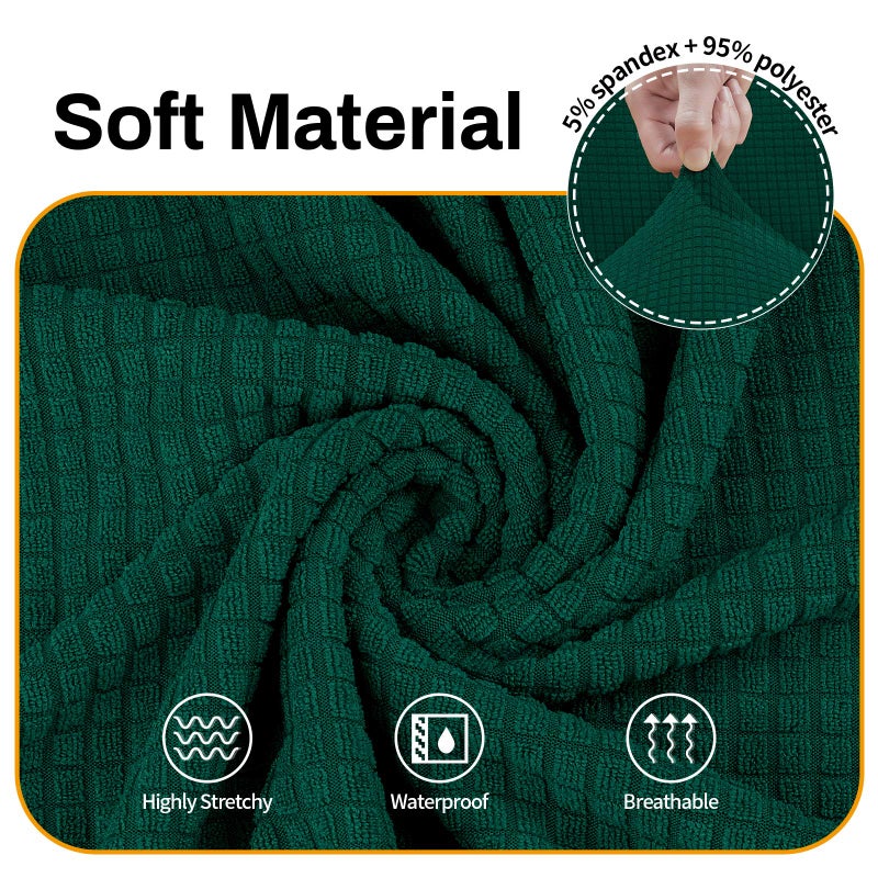 Asnomy Couch Covers for 3 Cushion Couch Stretch Sofa Covers Slipcovers, Pet Protector Furniture Covers for Dogs Cats Spandex Jacquard Fabric Small Checks ï¼ˆLargeï¼ŒBlackish Greenï¼‰ - Image 3