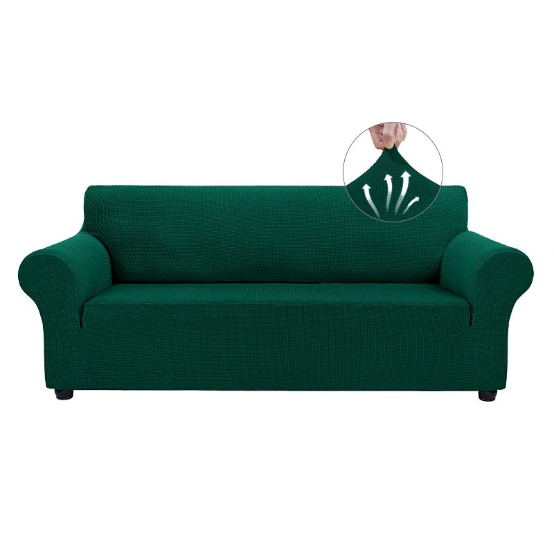 Asnomy Couch Covers for 3 Cushion Couch Stretch Sofa Covers Slipcovers, Pet Protector Furniture Covers for Dogs Cats Spandex Jacquard Fabric Small Checks ï¼ˆLargeï¼ŒBlackish Greenï¼‰ - Image 1