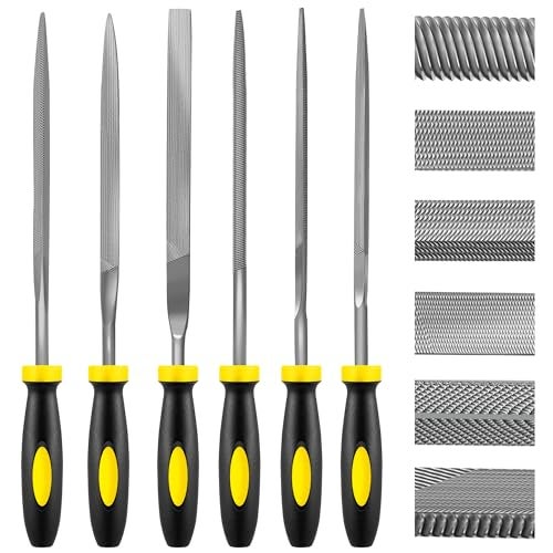 kapoua 6-Piece Metal Needle File Set - Hardened Alloy Steel Includes Flat, Warding, Square, Triangular, Round, and Half-Round Files - Image 1