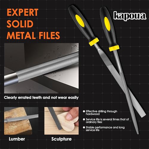 kapoua 6-Piece Metal Needle File Set - Hardened Alloy Steel Includes Flat, Warding, Square, Triangular, Round, and Half-Round Files - Image 3