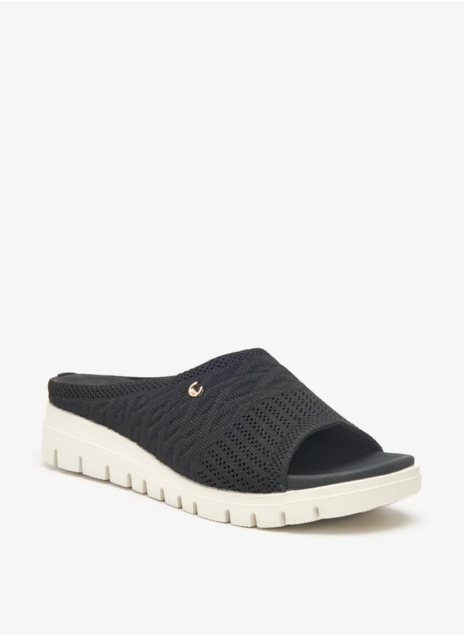 Le Confort - Women's Textured Slip-On Sandals with Flatform Heels - Image 1