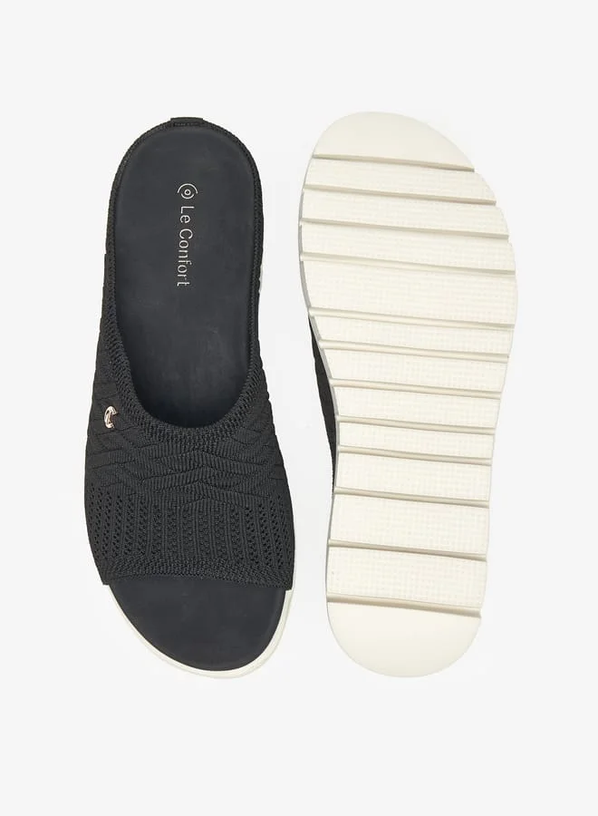 Le Confort Women's Textured Slip-On Sandals with Flatform Heels