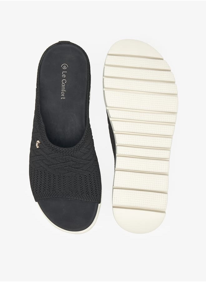Le Confort - Women's Textured Slip-On Sandals with Flatform Heels - Image 1