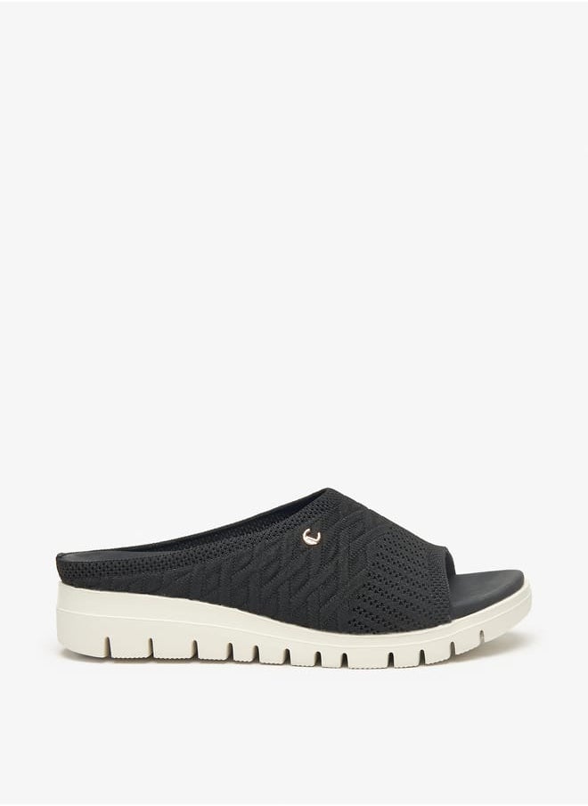 Le Confort - Women's Textured Slip-On Sandals with Flatform Heels - Image 1