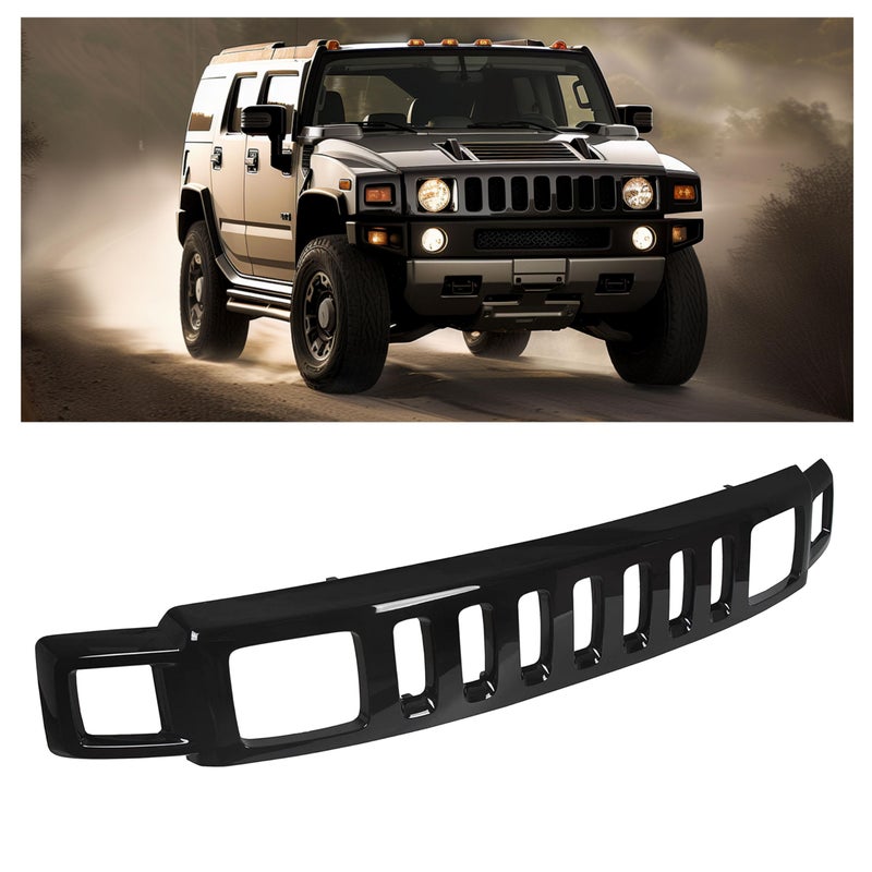 HECASA Front Grill Compatible with 20062010 Hummer H3 Upper Face Bar Grille Shell and Insert Assembly ABS Gloss Black