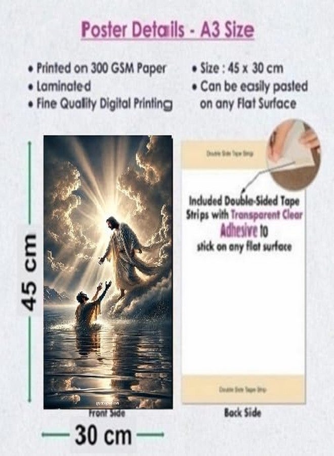 Fliptic Jesus Christ Religious Wall Decor Unframed Poster for Home and Office | Amazing Print Quality | Jesus Posters for Living Room Decoration (300 GSM Paper, 12 x 18 Inch, Multicolour) (Design 3) - Image 2